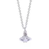Designer Viviane Westwood Empress Dowager Xi Mini Saturn Four Claw Silver Purple Zircon Necklace Female Love Collar Chain