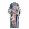 Abbigliamento etnico Kimono giapponese Camicetta alla moda Donna 2024 Abito kimono tradizionale a maniche lunghe con cardigan Yukata stampato floreale