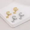 Boucles d'oreilles à Clip avec pendentif croisé pour femmes et hommes, 1 pièce, couleur or blanc, Zircon, poignets d'oreille Non percés, bijoux conque Cool, cadeaux Cool