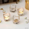 2PCS Candle Holders European Curved Cylindrical Candle Holder Table Decoration Accessories Transparent Glass Candle Cup Modern Bedroom Decoration