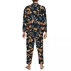 Pijamas masculinos selvagens animal outono moderno floral impressão casual pijamas de grandes dimensões conjunto de mangas compridas moda sono gráfico casa terno