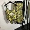 Stickerei-bedruckte Bikinis, sexy Damen-Bademode, luxuriöser zweiteiliger Badeanzug, niedrige Taille, rückenfreie Badeanzüge