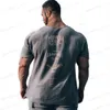 Men's T-Shirts Cotton Running Sport T-shirt Men Short Sleeve Shirt Male Gym Fitness Training Bodybuilding Tees Tops Summer Crossfit Clothing T240126