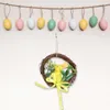 Decoratieve bloemen 2 stuks Pasen Wijnstok Cirkel Garland Decoratie Hangende Krans Kunstmatig Het Vogelnest Ei Plastic Hanger Bruiloft