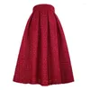 Rokken 2024 Winter Celebrity Style Koreaanse Esthetische Vintage Elegante Rode Tweed Hoge Taille Lange Rok Luxe Fashion Year Festival