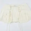 Kjolar spets lapptäcke fickband mini kjol kvinnor söt bandage dragkedja smal fit tunt mode y2k fairycore kawaii faldas