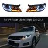 Для VW Tiguan светодиодная фара в сборе 07-12 DRL дневные ходовые огни динамический стример указатель поворота дальний свет автомобильные аксессуары