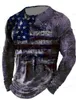 T-shirt da uomo Vintage Manica lunga da uomo Bandiera americana 3D Stampato Outdoor Street Manica lunga Sport Moda Manica lunga Casual Top oversize T240126