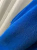 Lautaro Winter Langer, übergroßer, warmer, dicker, blau-weißer, flauschiger Kunstpelzmantel für Damen mit Kapuze, lockerer, lässiger koreanischer Stil, Mode 240122