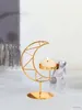 2PCS Candle Holders 1PC Holder for Pilar Candles Metal Candlestick Księżyc Kształt Stand Stand Desktop Tealight Dekoracja Tealight na jadalnię ślub na przyjęciu