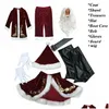 Kerstversiering 9-delig Veet Deluxe Kerstman Vader Cosplay Pak Kostuum Adt Fancy Dress Fl Set Sets Drop Delivery Dhhyv