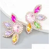 Dangle Lustre Boucles D'oreilles Bijoux De Luxe En Gros Fleur Mode Grand Strass Cristal Brillant Cérémonie Fête Fantaisie Pour Les Femmes Otx6Y