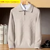 Arrival Fashion 100% Pure Cashmere Sweater Men's Lapel Half Zipper Oversized Thickened Winter Plus Size S - 4XL 5XL 6XL 240124