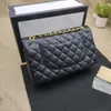 Bolsos CF de cadena, bolso de diseñador de calidad espejo para mujer, billetera con solapa clásica, cadenas, bolso de caviar, bolsos cruzados de cuero dorado negro para mujer, bolso de hombro de marca, bolso negro