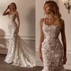 Romantic Lace Mermaid Wedding Dresses Appliques Beaded Bridal Gowns Cutaway Sides Sleeveless Custom Made Backless Bride Dress