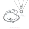 Sterling Sier Hoge kwaliteit originele nieuwe klassieke collectie twee kleuren Pave dubbele ring ketting armband sieraden