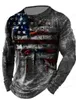 T-shirt da uomo Vintage Manica lunga da uomo Bandiera americana 3D Stampato Outdoor Street Manica lunga Sport Moda Manica lunga Casual Top oversize T240126