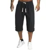 Men's Shorts Elastic Rise Trousers For Man Casual Cropped Pants Summer Solid Drawstring Comfortable Male Trouser Ropa