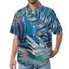 メンズカジュアルシャツ水彩虎バケーションシャツジャングル葉のプリントハワイアンビンテージブラウス半袖デザイントッププラスサイズ