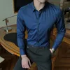 Men's Dress Shirts In Business Fashion & BLOUSES Classic Style Slim Cotton Casual White Male Clothes Long Dresses