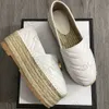 Ny designer Espadrilles High Heels Platform Sandaler Kvinnor Wedge Sandal Real Leather Ankel Lace-Up Ladies Shoes With Box 037