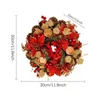 Decorative Flowers Christmas Wreath For Table Centerpiece Pinecone Candle Holder Garland Holiday 30cm Cute Decoration With Artificial Red