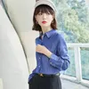Women's Blouses Blue And White Striped Versatile Long Sleeved Shirt Women Tops Spring Autumn Elegant Chic Loose Casual Office Lady Blouse