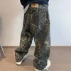 Herrbyxor avslappnad hiphop stil leopard tryck hiphop med djup gren mjuk andas för bekväma