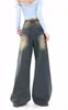 Klasyczne vintage workowate dżinsy dla kobiet jesienne zima proste szerokie spodni Kobieta Y2K streetwear luźne dżinsy 240124