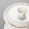 Sheep Fat Jade White Porcelain Gaiwan 360 ° Filtered Tea Bowl Anti Scalding Design Single Ceramic Tea Cup Kung Fu Tea Set 240118