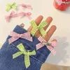 Accessoires de cheveux 8pcs Sweet Plaid Bow Clip Filles Enfants Candy Couleur Bowknot Ruban Épingles à cheveux Barrettes Mignon Kawii Handmade Headwear Grips