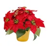 Plante artificielle de Poinsettia rouge en pot de fleurs décoratives pour pièce maîtresse de Table