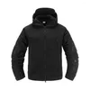 Men's Jackets Boys Outdoor Warm Lining Fleece Jacket Polar Hardshell Windbreaker Hood Solid Color Coat Winter Men