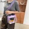 Omuz Çantaları Pooflower Yaz Pvc Şeffaf Küçük Kadınlar İçin Küçük Çantalar Lady Crossbody Bag Bolso Şefparente Mujer ZH4632222M