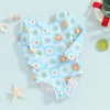 Kledingsets Yccutest badpak voor peutermeisjes met lange mouwen, geknoopt rugloos badpak, badmode voor baby's, strandoutfits