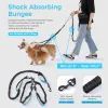 LEASSHES 3in1 Handfri hund koppel stor midjeväska för att köra elasticitet justerbar en/dubbel koppel rep stöttabsorberande sladdar promenader