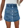 Jupes Puloru Mini Denim Skorts pour femmes Vintage taille haute boutonné Jean avec poche avant bas de rue décontracté