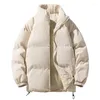 Erkek Ceketler Sonbahar Kış Kışları Pamuk Giysileri Ceket Sıcak Puffer Ceket Bekleme Ceket Boğaz Pamuklu Pamuklu Düz Renkli Palto Patalı Kadın