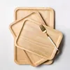 TEA TRAYS 1PC TRÄ TRAY RECTANGULAR SERVERING FRUIT SNACK PLATE WOOD EL HOME CAKE DESSERT FOOD STAGRE