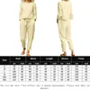 Polyester Women Blus Long Pants With Pocket Sleeve Lounge Trousers Set Solid Colic Elastic Midje semesterdräkt 240124