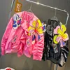 女性用ジャケットスパンコール花刺繍フリルエッジフェイクシルクコート野球スーツダイヤモンドビーズボンバージャケットジッパーカーディガンアウトウェア