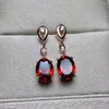 Dangle Earrings Fashion Natural Red Garnet Drop Gem Stone Water Round 925 Silver Female Party Jewelry