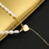 Colliers Coeur Design magnifique naturel Akoya blanc 56mm fait à la main en forme de riz petite taille collier de perles rempli d'or 14K livraison gratuite