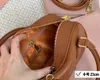 حقائب حمل المرأة مصممة حقائب اليد البني الجلود الكلاسيكية الأزياء الفاخرة 2024 New Ladies Bowling Totes Crossbody Bage