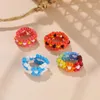 Klusterringar mode färgglad liten blomma ring koreansk version handvävd pärla ris pärlor kvinnor tjej smycken färsk stil