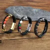 Charme pulseiras encantador estilo punk contas de pedra natural pulseira masculina e feminina exclusivo multi camada de couro genuíno jóias presente