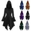 Women's Trench Coats Halloween Witch Costume Bandage Hooded Dress Womens Gothic Punk Cosplay Cloak Cape Coat
