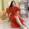 Womens Sleepwear Autumn And Winter Thicken Warm Flannel Couple Bathrobe Plush Shawl Kimono Bath Robe Long Sleeved Nightgowns Home Clothes