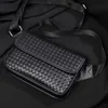 Waist Bags Live Broadcast Chest Bag Crossbody Bag Men's Woven Pattern Single Shoulder Bag Soft Leather Sports and Leisure Men's Backpack Small Shoulder Bag Trend