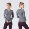 lu-008 2.0 Long sleeved Sports Top Fitness Shirt Elastic Round Neck Quick Drying and Breathable Fitness Room Exercise Running Hot Selling Style womens